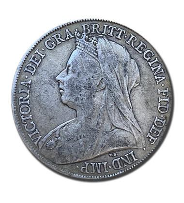 1899 British Silver Crown 5 Shillings Queen Victoria Coin