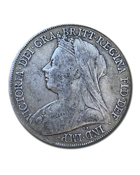 1899 British Silver Crown 5 Shillings Queen Victoria Coin