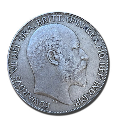 1902 British Silver Crown 5 Shillings Edward VII Coin