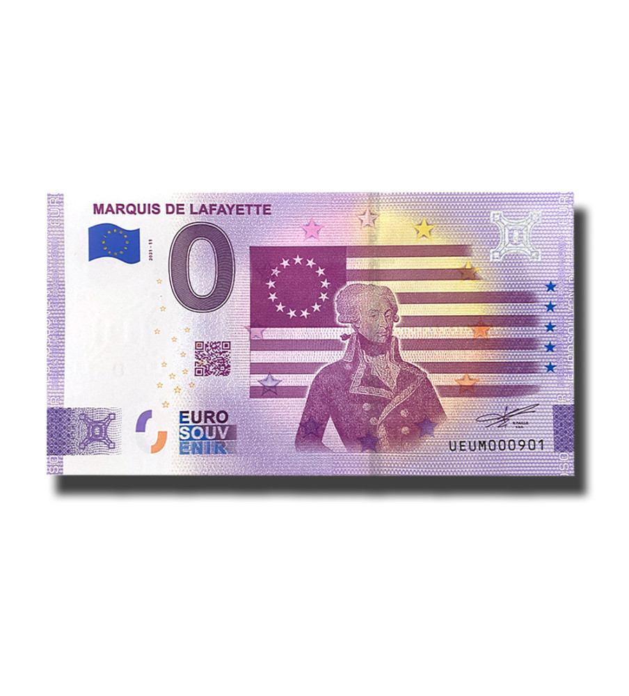 0 Euro Souvenir Banknote Marquis De Lafayette France UEUM 2021-11