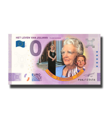 0 Euro Souvenir Banknote Het Leven Van Juliana Colour Netherlands PEBJ 2023-5