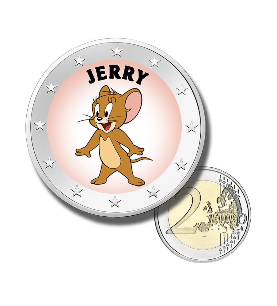2 Euro Coloured Coin Cartoons - Jerry