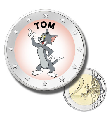2 Euro Coloured Coin Cartoons - Tom