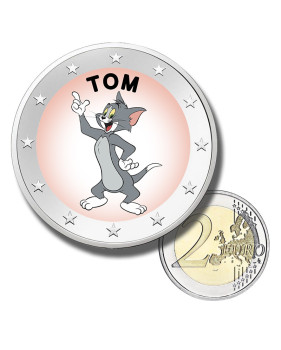 2 Euro Coloured Coin Cartoons - Tom