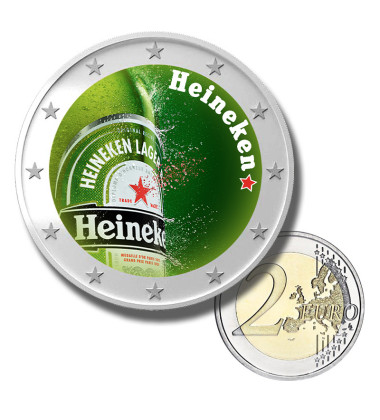 2 Euro Coloured Coin Beer Brand - Heineken