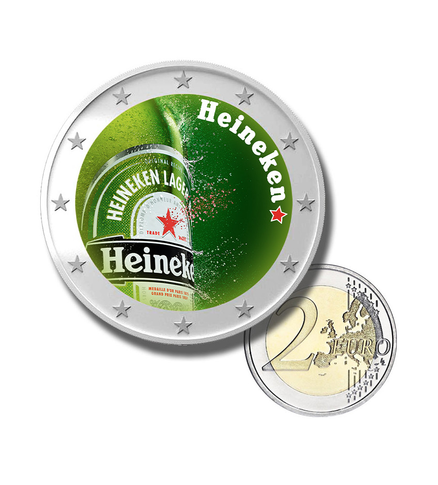 2 Euro Coloured Coin Beer Brand - Heineken