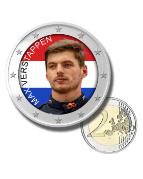 2 Euro Coloured Coin Racing Driver - Max Verstappen