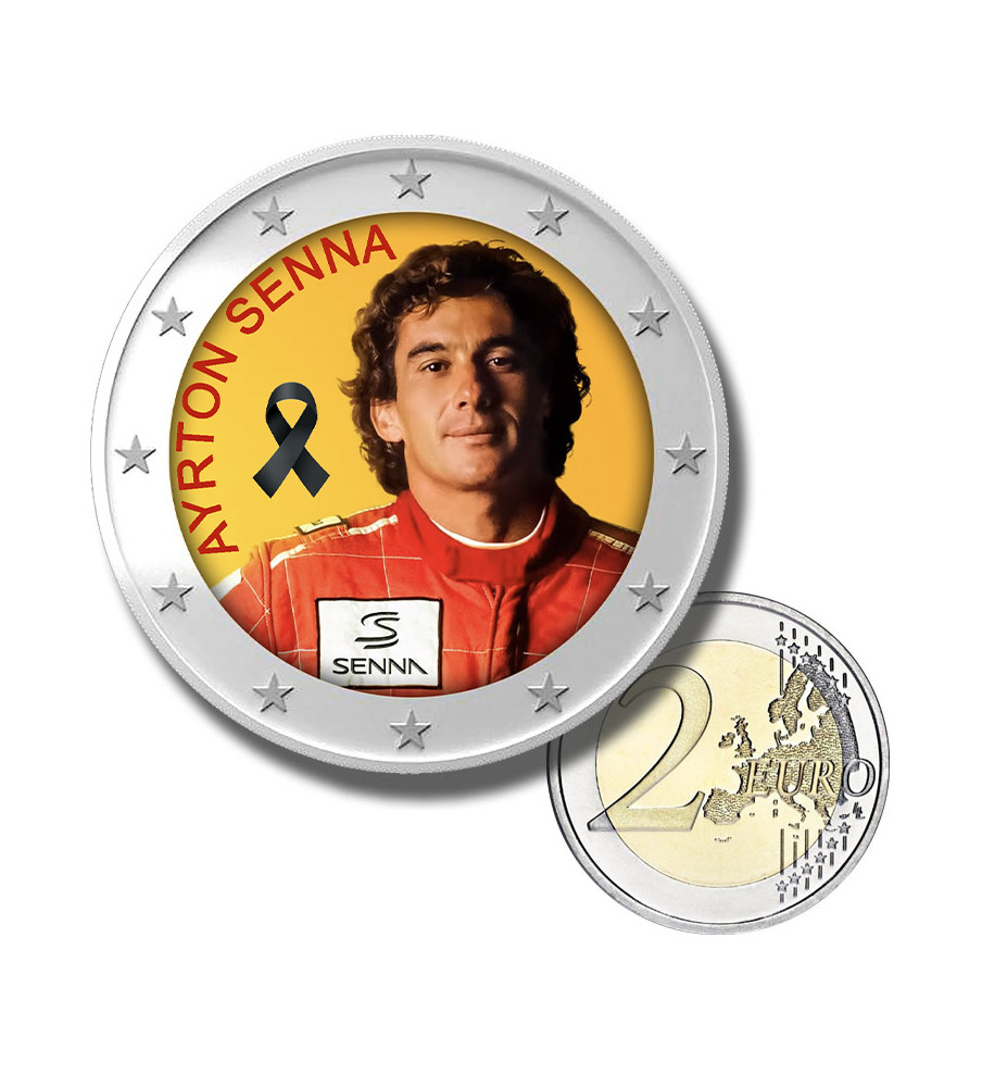 2 Euro Coloured Coin Racing Driver - Ayrton Senna