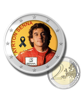 2 Euro Coloured Coin Racing Driver - Ayrton Senna