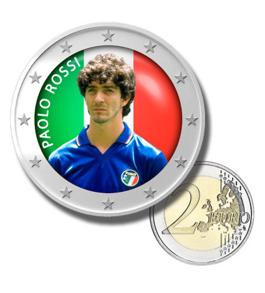 2 Euro Coloured Coin Football Star - Paolo Rossi