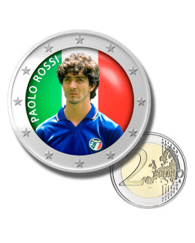 2 Euro Coloured Coin Football Star - Paolo Rossi