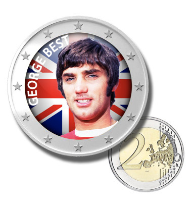 2 Euro Coloured Coin Football Star - George Best