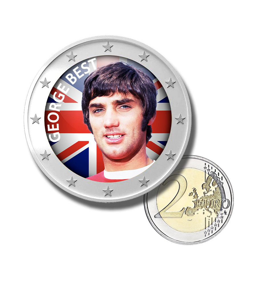 2 Euro Coloured Coin Football Star - George Best