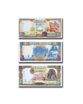 1998 Syria 50-200 Syrian Pounds - Set of 3 Banknotes Uncirculated