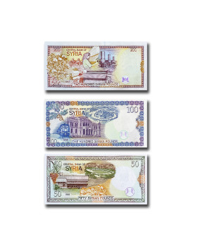 1998 Syria 50-200 Syrian Pounds - Set of 3 Banknotes Uncirculated