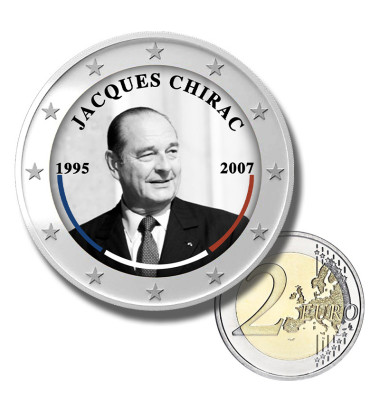 2 Euro Coloured Coin Jacques Chirac - President of France