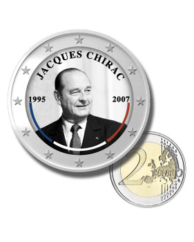 2 Euro Coloured Coin Jacques Chirac - President of France