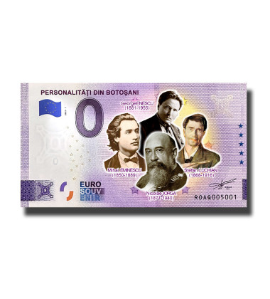 0 Euro Souvenir Banknote Personalitati Din Botosani Colour Romania ROAQ 2023-1
