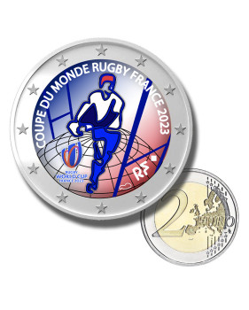 2 Euro Coloured Coin 2023 France World Cup Rugby