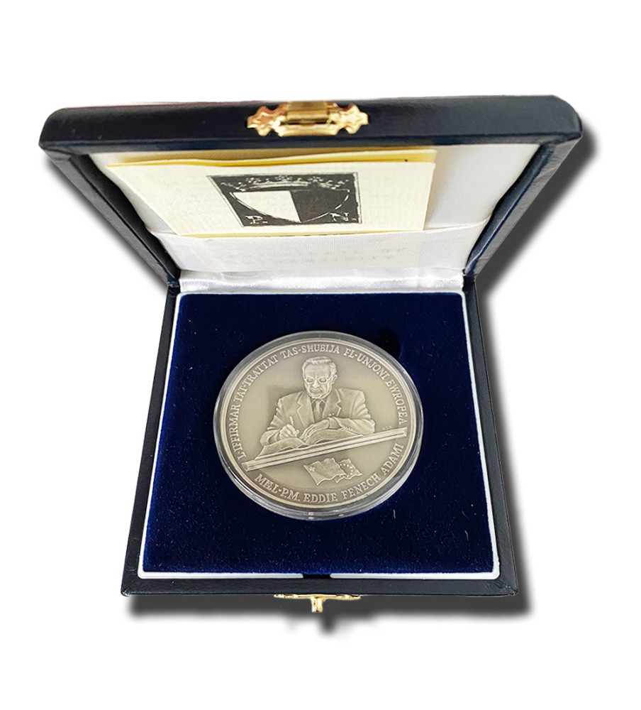 2003 Malta Signing Of The Treaty Of Accession Of Malta To EU Sterling Silver Medal