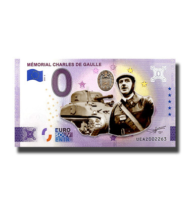 0 Euro Souvenir Banknote Memorial Charles De Gaulle Colour France UEAZ 2023-3