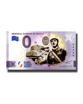 0 Euro Souvenir Banknote Memorial Charles De Gaulle Colour France UEAZ 2023-3