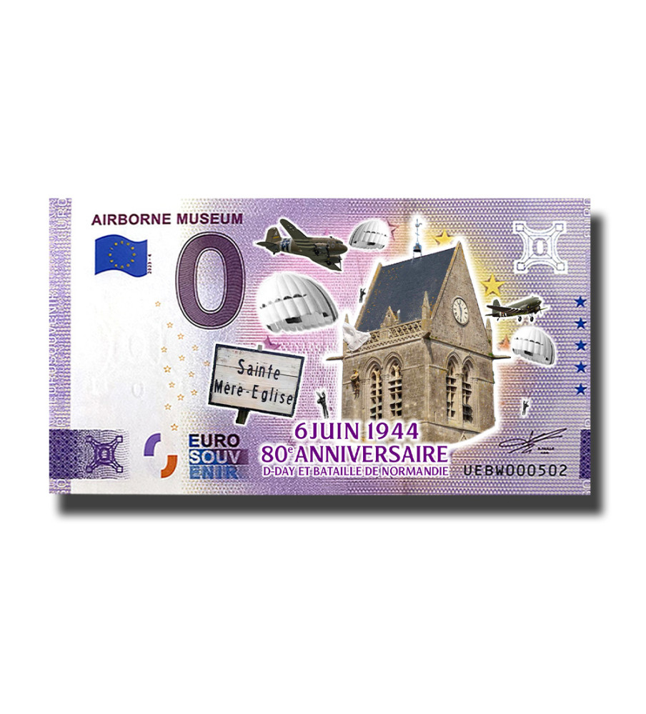 0 Euro Souvenir Banknote Airborne Museum Colour France UEBW 2023-4