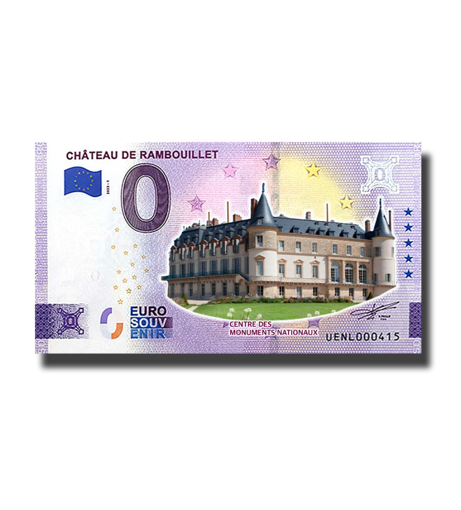 0 Euro Souvenir Banknote Chateau De Rambouillet Colour France UENL 2023-1