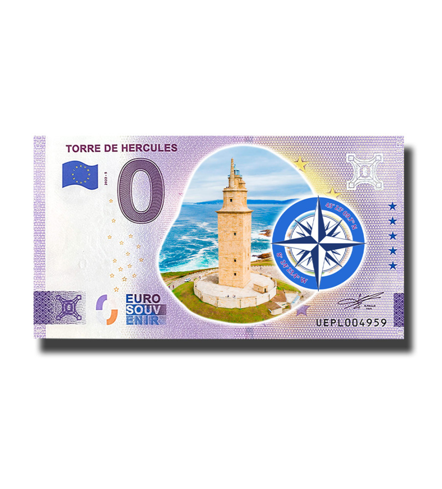 0 Euro Souvenir Banknote Torre De Hercules Colour France UEPL 2022-5