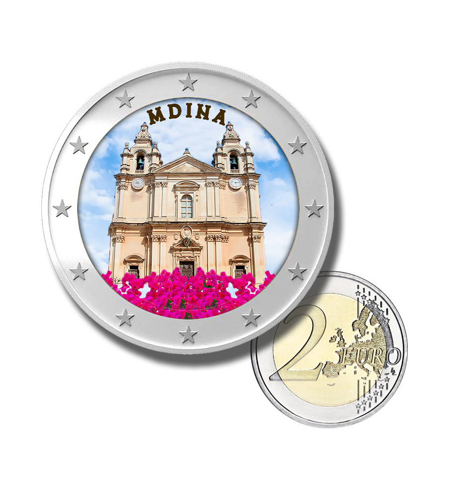 2 Euro Coloured Coin Saint Paul's Cathedral - Mdina - Malta