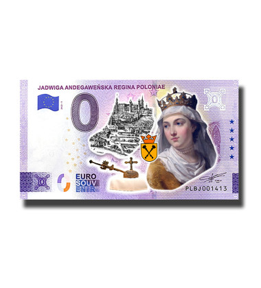 0 Euro Souvenir Banknote Jadwiga Andegawenska Regina Poloniae Colour Poland PLBJ 2022-1