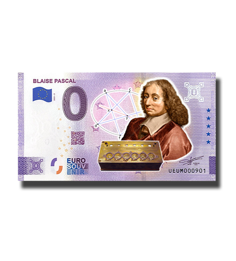 0 Euro Souvenir Banknote Blaise Pascal Colour France UEUM 2021-2