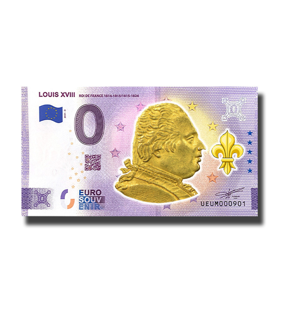 0 Euro Souvenir Banknote Louis XVIII Colour France UEUM 2021-3