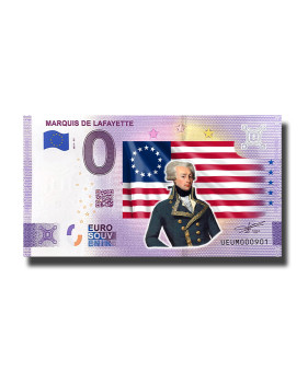 0 Euro Souvenir Banknote Marquis De Lafayette Colour France UEUM 2021-11