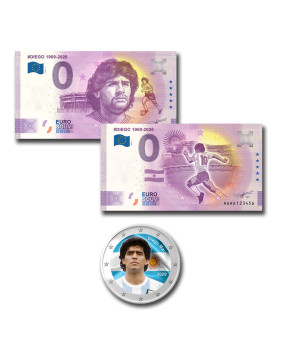 Diego Maradona Euro Colour Coin & 2 Souvenir Banknotes AGAA - Set of 3