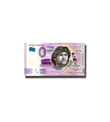 Diego Maradona Euro Colour Coin & 2 Souvenir Banknotes Colour AGAA - Set of 3