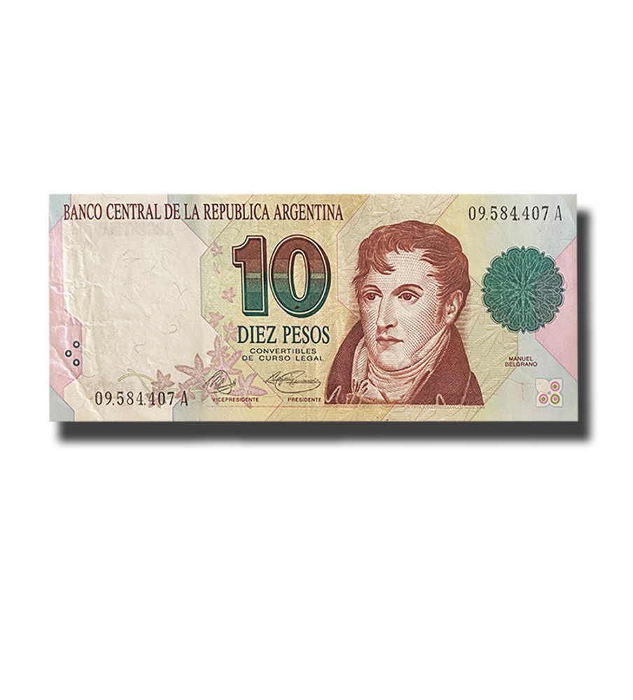 1993 Argentina 10 Pesos Banknote Gral Manuel Belgrano Uncirculated