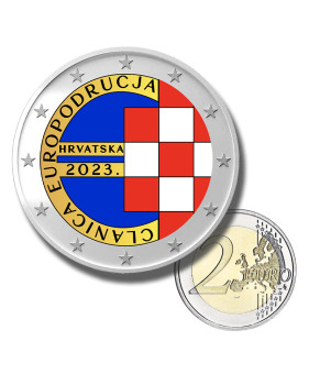 2 Euro Coloured Coin 2023 Croatia Member Of Euro Area