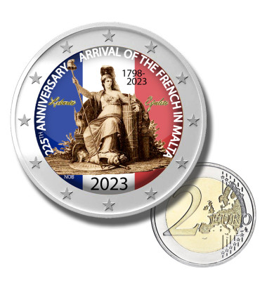 2 Euro Coloured Coin Card 2023 Malta Napoleon Bonaparte and the French in Malta