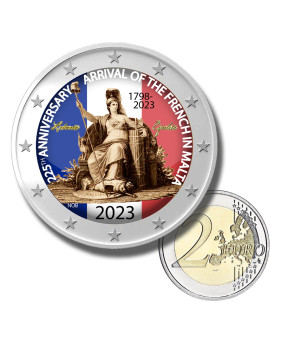 2 Euro Coloured Coin Card 2023 Malta Napoleon Bonaparte and the French in Malta