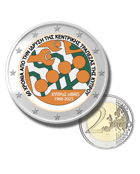 2 Euro Coloured Coin 2023 Cyprus 60th Anniversary of Central Bank