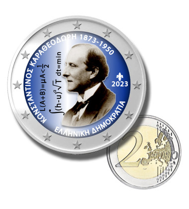 2 Euro Coloured Coin 2023 Greece Constantin Caratheodory