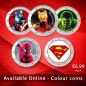 2 Euro Coloured Coin Set of 5 in Presentation Box - Superhero Movies