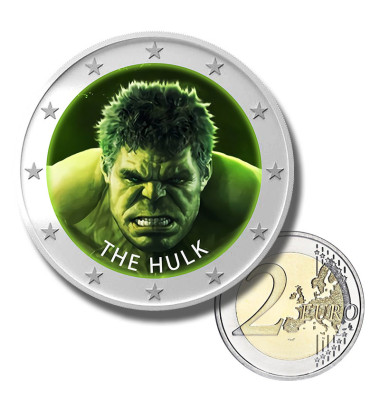 2 Euro Coloured Coin Set of 5 in Presentation Box - Superhero Movies