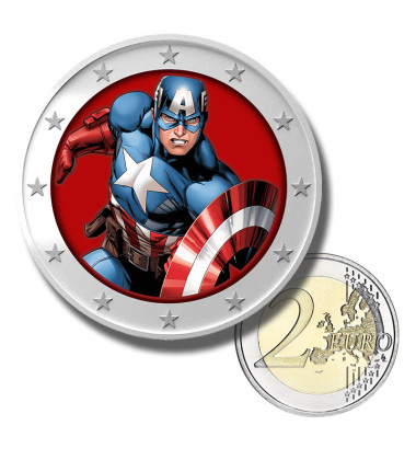 2 Euro Coloured Coin Set of 5 in Presentation Box - Superhero Movies