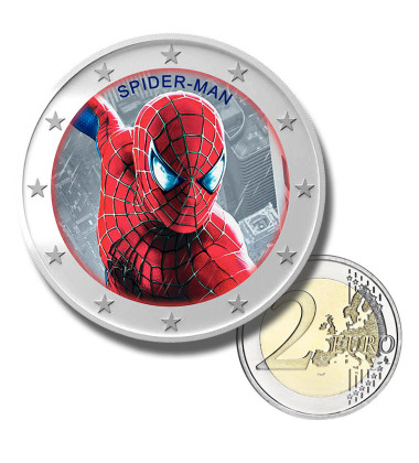 2 Euro Coloured Coin Set of 5 in Presentation Box - Superhero Movies