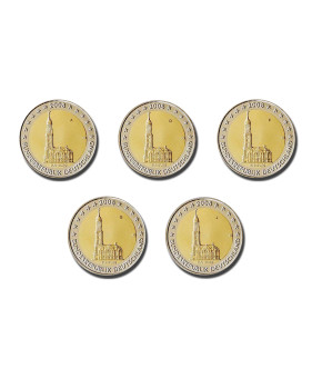 2008 Germany A D F G J Hamburg 2 Euro Coin Set of 5