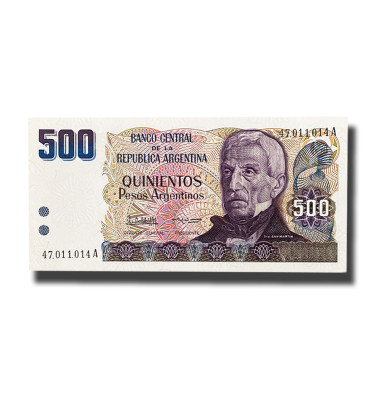 1984 Argentina 500 Pesos Banknote Gral San Martin Uncirculated