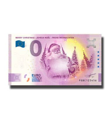 0 Euro Souvenir Banknote Thematic Merry Christmas - Set of 3 Classic Banknotes