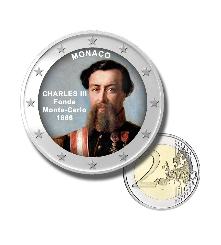 2 Euro Coloured Coin Monaco - Charles III Founder Of Monte-Carlo 1866